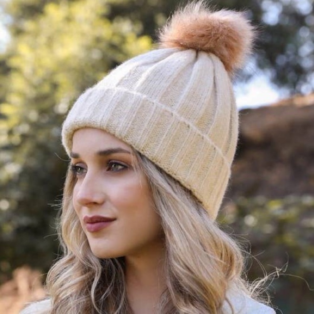 Soft Knit Faux Fur Pom Beanie